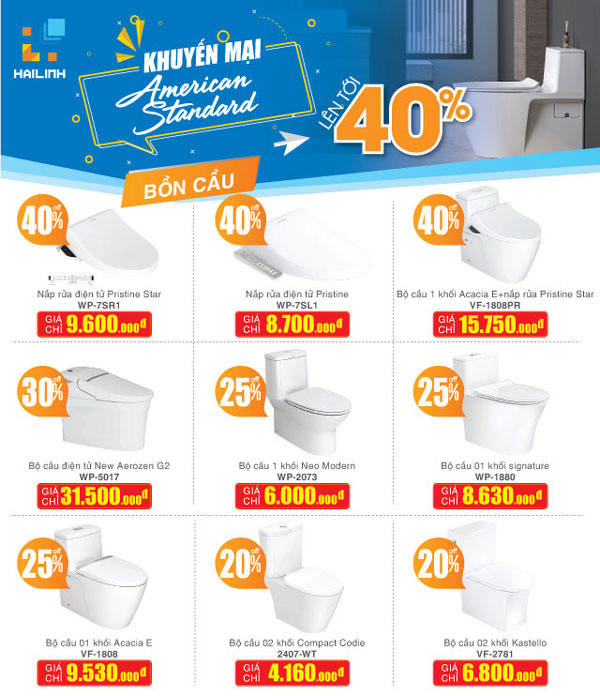 Hè vàng giá sốc - American Standard giảm tới 40%